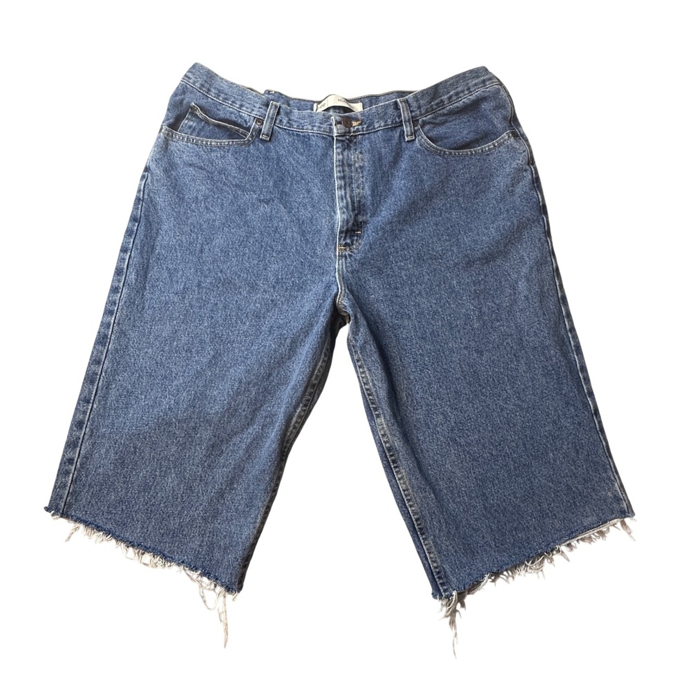 Lee Denim Shorts Mens 42 Blue Relaxed Fit Raw Hem Cut‎ Off Streetwear Jorts Y2K